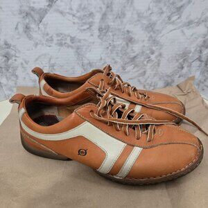 Børn Tan & Cream Leather Casual Lace-Up Shoes with Rubber Soles Mens Sz 11